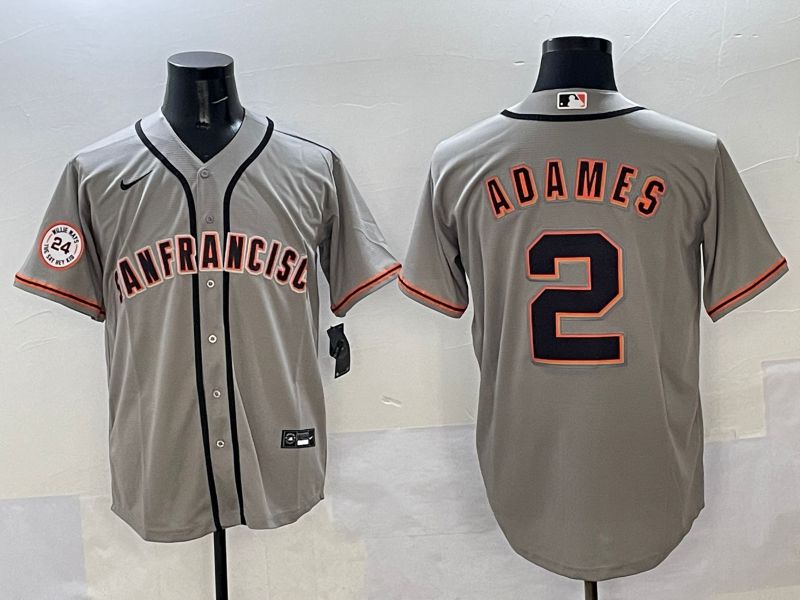Men San Francisco Giants 2 Adames Grey Game Nike 2025 MLB Jersey style 36